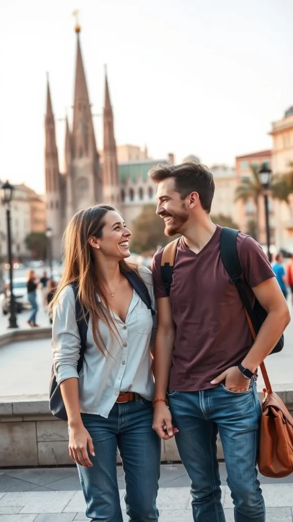 Young couple enjoying a playful beach romance in Brazil, showcasing top-ranked lover nationality.