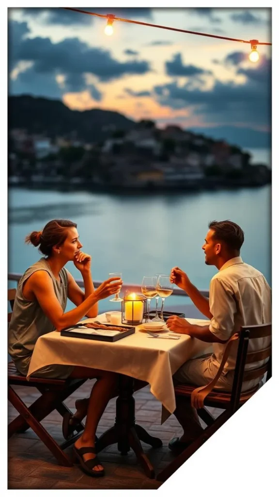 Vacation romance between tourist and local, reflecting survey findings on romantic travel encounters.

