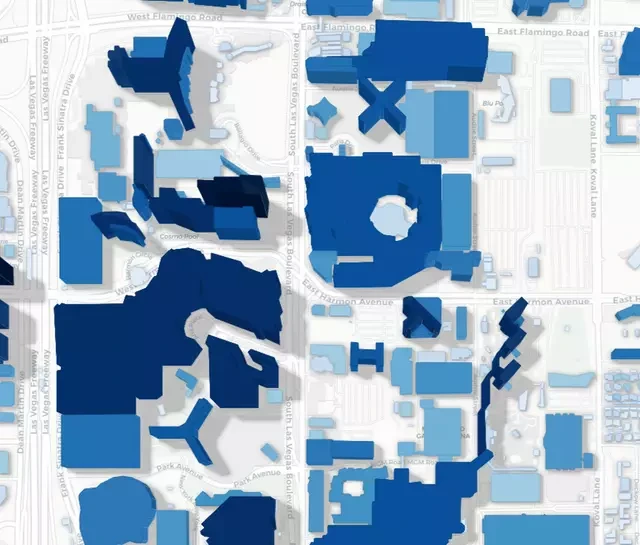 Las Vegas as shown on the map